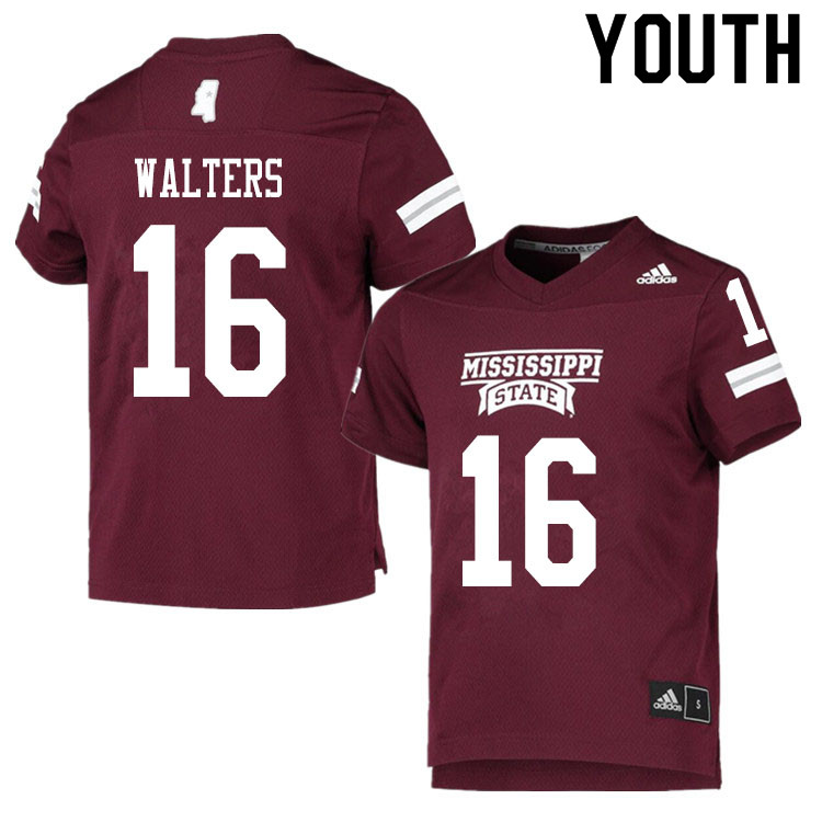 Youth #16 Allen Walters Mississippi State Bulldogs College Football Jerseys Sale-Maroon
